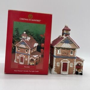 Vintage Christmas On Mainstreet Fire Station Candleholder Hand Painted Box 24134
